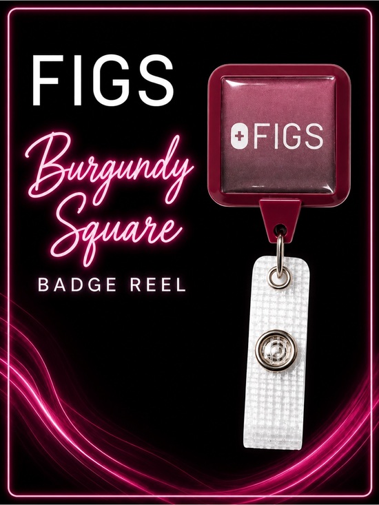 Figs Accessories - FIGS Burgundy Square Badge Reel 🩺 Retractable ID Holder